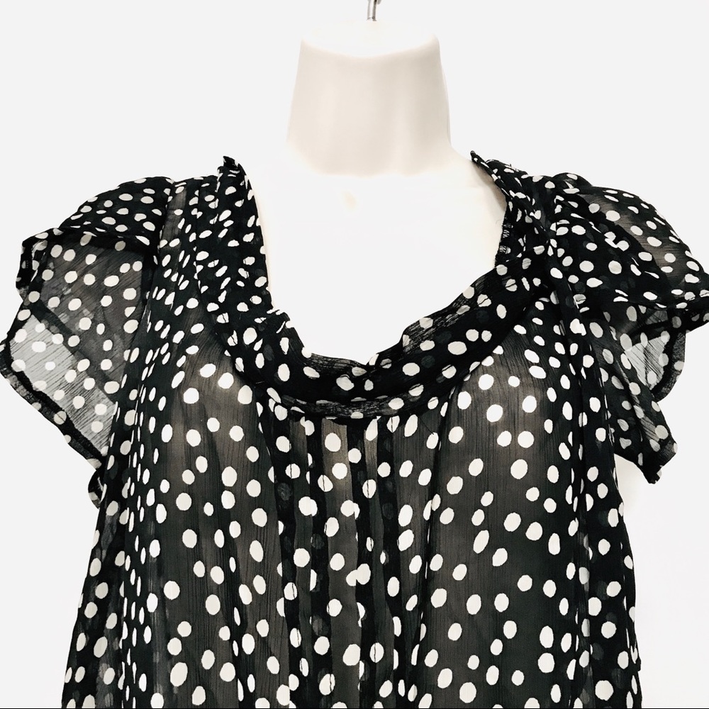 Zara Basic Ruffle Polka Dot Top - Picture 2 of 6